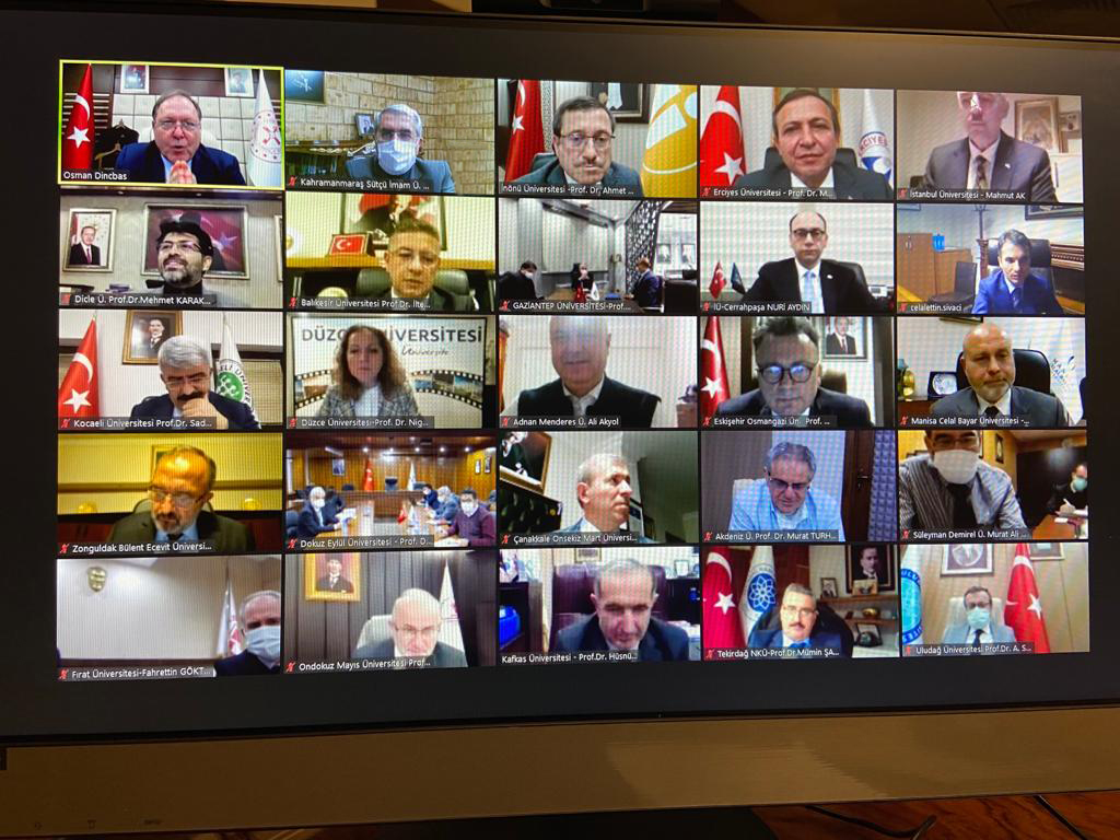 Üniversitemiz Rektörü Can, Hazine ve Maliye Bakan Yardımcısı Osman Dinçbaş Başkanlığında Gerçekleştirilen ‘Üniversite Hastanelerinde Devlet Malzeme Ofisi Süreci ve Bütçe’ Konulu Çevrim İçi Toplantıya Katıldı