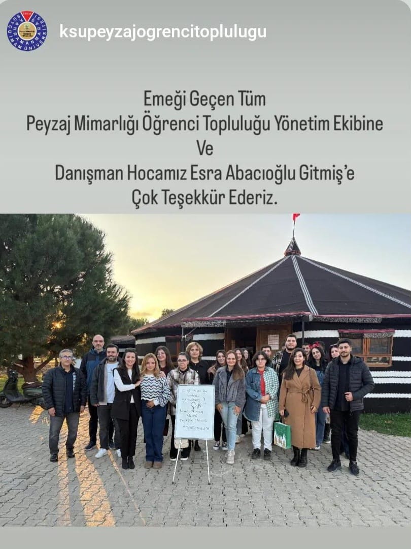 Peyzaj Mimarlığı Öğrenci Topluluğu koordinasyonunda düzenlenen Peyzaj Mimarlığı Bölümü Geleneksel Tanışma Çayı, 12 Aralık 2025 Cuma  tarihinde KSÜ Gençlik Otağı’nda gerçekleştirildi. 