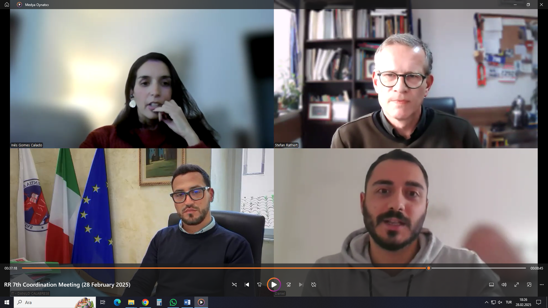 “DAYANIKLI MÜDAHALECİLER: Doğal Afetler Sonrasında Görevli Personel İçin Psikolojik Dayanıklılık ve Destek”  Projesinin Yedinci Çevrim İçi Koordinasyon Toplantısı Gerçekleştirildi 